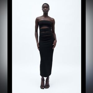 Zara black cut out sleeveless midi dress, medium